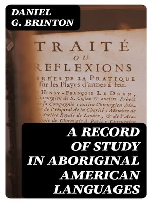cover image of A Record of Study in Aboriginal American Languages